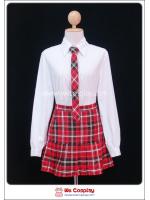 ชุดนักเรียนญี่ปุ่น แขนยาว เนคไท กระโปรงสก๊อตแดง