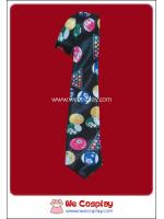 เนคไทพื้นดำ ลายลูกบิลเลียด แบบผ้ามันเงา