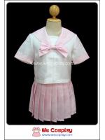 ชุดนักเรียนญี่ปุ่น แขนสั้น สีชมพูอ่อน