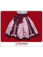 กระโปรงโลลิต้า สีชมพู+สีเลือดหมู ลายดอกไม้ (Pink Crimson Lolita Skirt)