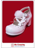 รองเท้าโกธิคโลลิต้า ไวท์ลาแซน บงบงพัมส์ สีขาวอ๊อฟไวท์