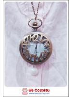 สร้อยคอโกธิคโลลิต้า จี้ล็อกเก็ตนาฬิกาสีทองรมดำฝาลายตัวเลขนาฬิกา