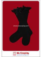 ถุงเท้าโกธิคโลลิต้าสีดำยาวเหนือเข่า ติดลูกไม้สีดำ