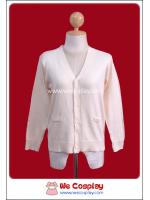เสื้อสเวตเตอร์นักเรียนญี่ปุ่น แขนยาวคอวี สีครีม (Cream Long Sleeve Sweater)