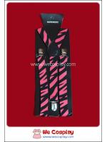 สายเอี๊ยม พื้นสีดำ ลายม้าลาย สีบานเย็น