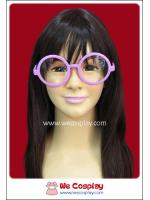 แว่นตาพลาสติก กรอบกลมสีชมพู เลนส์ใส Fancy Cosplay Glasses