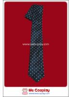 เนคไทพื้นดำ ลายจุดสีขาว แบบผ้ามันเงา