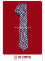 เนคไทลายสก๊อตตาเล็ก สีแดง ขาว น้ำเงิน แบบผ้ามันเงา