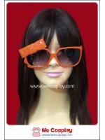 แว่นตาสีส้ม ติดโบว์ เลนส์ดำ Fancy Cosplay Glasses
