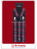 สายเอี๊ยม ลายสก๊อตสีดำแดงขาว