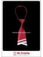 เนคไทสำเร็จรูป สีแดงเลือดหมู มีลายริ้วที่ส่วนปลาย ยาว 22 ซม.