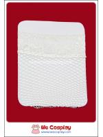 ถุงน่องตาข่าย สีขาว ยาวเหนือเข่า ขอบลูกไม้