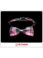 โบว์หูกระต่ายสำเร็จรูป ลายสก๊อต สีชมพูดำ สำหรับสวมคู่กับชุดสูททักซิโด้