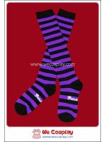 ถุงเท้าโกธิคโลลิต้าพังค์ ยาวระดับเข่า ลายขวาง สีม่วงดำ