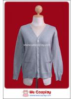เสื้อสเวตเตอร์นักเรียนญี่ปุ่น แขนยาวคอวี สีเทา (Grey Long Sleeve Sweater)