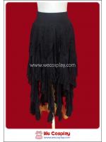 กระโปรงโกธิคพั้งค์ สีดำ ชายระบายยาว Black Gothic Punk Skirt