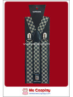 สายเอี๊ยมลายสก๊อตสีน้ำตาลอ่อนและดำ