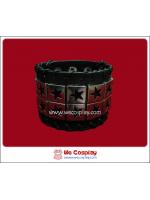 สร้อยข้อมือพังค์ Punk Wristband ลายดาว 2 แถว สีเงิน