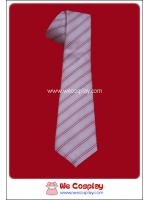 เนคไทพื้นสีชมพู ลายริ้วสีฟ้าและดำ