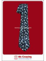 เนคไทพื้นดำ ลายหัวกะโหลกสีขาว แบบผ้ามันเงา