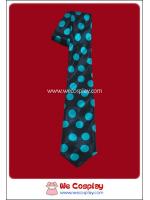 เนคไทพื้นดำ ลายจุดสีเขียวฟ้า แบบผ้ามันเงา