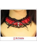เซ็ตโชคเกอร์ สร้อยข้อมือโกธิคโลลิต้าพังค์ สีดำแดง Gothic Lolita Punk Choker and Cuffs Set