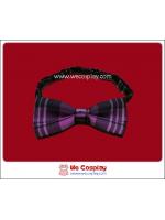 โบว์หูกระต่ายสำเร็จรูป ลายสก๊อต สีม่วงดำ สำหรับสวมคู่กับชุดสูททักซิโด้