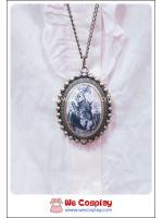 สร้อยคอโกธิคโลลิต้า จี้ล็อกเก็ตนาฬิกา ทรงวงรีแบบนูน ลายกระต่าย