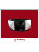 สร้อยข้อมือพังค์ Punk Wristband ตอกหมุด 1 แถว สีขาวดำ เส้นใหญ่