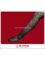 กางเกงเลคกิ้ง แบบตาข่ายสีดำ ลายใยแมงมุม ยาวเต็มตัว