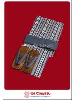 เซ็ตยูกาตะผู้ชาย สีขาวและกรมท่าเข้ม ลายโซ่ รองเท้าเกตะผู้ชาย