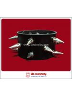 สร้อยข้อมือพังค์ Punk Wristband ตอกหมุดหนามสีเงิน 3 แถว