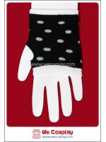 ถุงมือพังค์ สีดำ ลายจุดขาว Punk Black and White Polka Dots Gloves