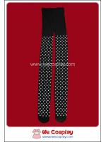 กางเกงเลคกิ้งแบบโปร่ง สีดำ ลายจุดสีขาว ยาวเต็มตัว