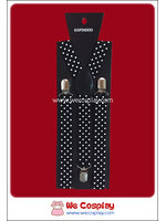 สายเอี๊ยม พื้นสีดำ ลายจุดสีขาว