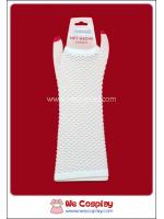 ถุงมือพังค์ แบบยาว รุ่นตาข่าย สีขาว White Punk Long Fishnet Gloves