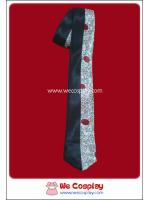 เนคไทพื้นดำ สลับขาวลายดอกไม้ แบบผ้ามันเงา