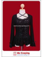 เสื้อ Cutsew โกธิคโลลิต้าสีดำ ประดับลูกไม้ (Black Lace Gothic Lolita Cutsew)