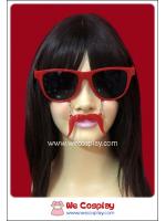 แว่นตาติดหนวด สีแดง เลนส์ดำ Fancy Cosplay Glasses