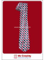 เนคไทลายไพ่ พื้นสีขาว แบบผ้ามันเงา