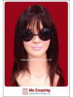 แว่นตาพลาสติก แบบกลม กรอบสีดำ เลนส์ดำ Fancy Cosplay Glasses