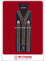 สายเอี๊ยมลายทาง พื้นสีน้ำตาลช็อคโกแลต ลายทางสองแถบสีน้ำตาลอ่อน