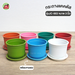 กระถางแคคตัส ทรงถ้วยญี่ปุ่น ขนาด 3 นิ้ว รุ่น JC-003 พร้อมจานรอง แพ็ค50ชุด