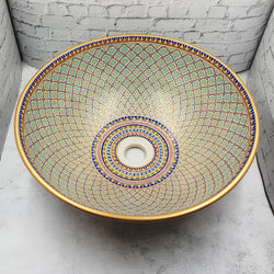 CSB-081RMA อ่างล้างหน้าเซรามิคแบบลอย อ่างล้างมือเซรามิกแบบวางบนเคาน์เตอร์ อ่างเขียนลาย อ่างเบญจรงค์