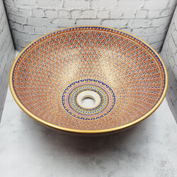 CSB-040RMA อ่างล้างหน้าเซรามิคแบบลอย อ่างล้างมือเซรามิกแบบวางบนเคาน์เตอร์ อ่างเขียนลาย อ่างเบญจรงค์