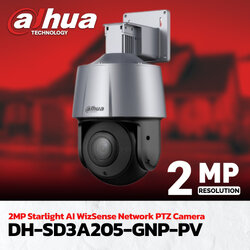 กล้องวงจรปิด Dahua 2MP Starlight AI WizSense Network PTZ Camera รุ่น DH-SD3A205-GNP-PV