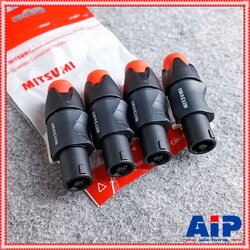 แพ็ค4ตัว MITSUMI 911S06 SPEAKON สีส้ม ปลั๊กลำโพง หัวspeakon สเปคคอนตัวผู้ สเปคคอน สเปคค่อนลำโพง สเปคค่อน 911 S 06 เอไอ-ไพศาล