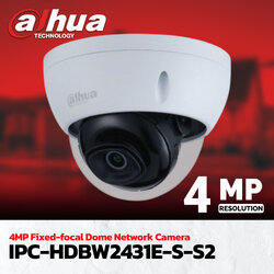 กล้องวงจรปิด Dahua 4MP Fixed-focal Dome Network Camera รุ่น DH-IPC-HDBW2431E-S-S2 (2.8mm)