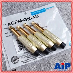 แพ็ค4ตัว ด้ามเงิน AMPHENOL ACPM-GN-AU phone โมโน เงินขั้วทอง ปลั๊กไมค์โมโน P.MIC MONO แจ็คไมค์โมโนผู้ ปลั๊กไมค์ขั้วทอง เอไอ-ไพศาล