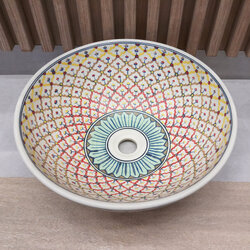 Ceramikplus No. CSP-010RMB อ่างล้างหน้าเซรามิคแบบลอย อ่างล้างมือเซรามิกแบบวางบนเคาน์เตอร์ อ่างเขียนลาย อ่างสปา (Handpainted Ceramic Washbasin Sink)